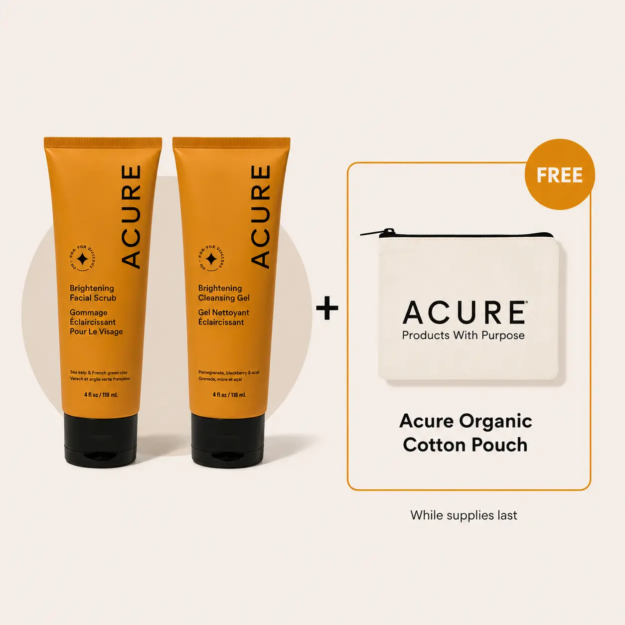 ACURE Brightening Facial Scrub + Brightening Cleansing Gel