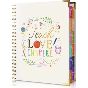 Teacher Planner 2025-2026 Academic Year, Weekly & Monthly Teacher Lesson Planner from AUG. 2025-JUL. 2026, Storage Pocket, Gold Foil Cover, Monthly Quotes，Stickers, Laminated Tabs（8.5" x 11"）