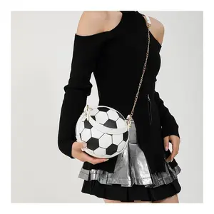 Personalized round ball bag, women's new western-style chain basketball bag, single shoulder crossbody bag, hand-held football bag