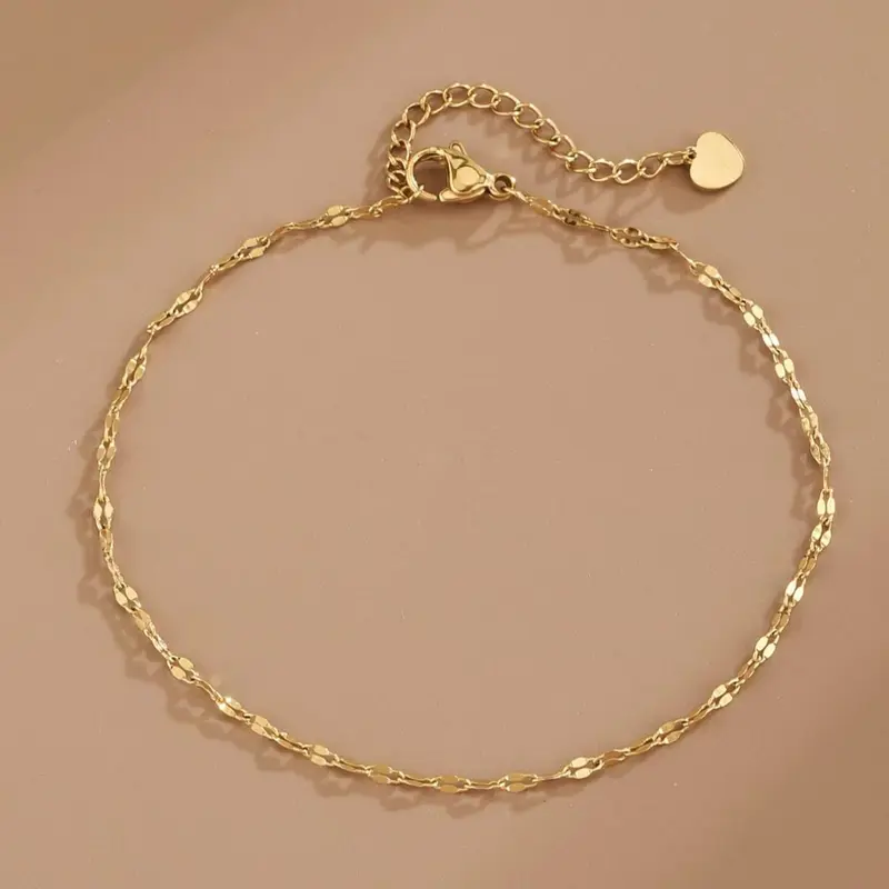 Women's Stainless Steel Anklet, Durable Material, Lip Design, Casual Accessory for Daily Wear & Special Occasions, Trendy Jewelry, Jewelry Accessories, Lightweight Feel, Versatile Accessory, Trendy Fashionable Accessories