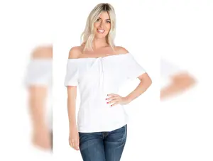 Women's Off-Shoulder Guayabera Top – Linen Blend Button Down