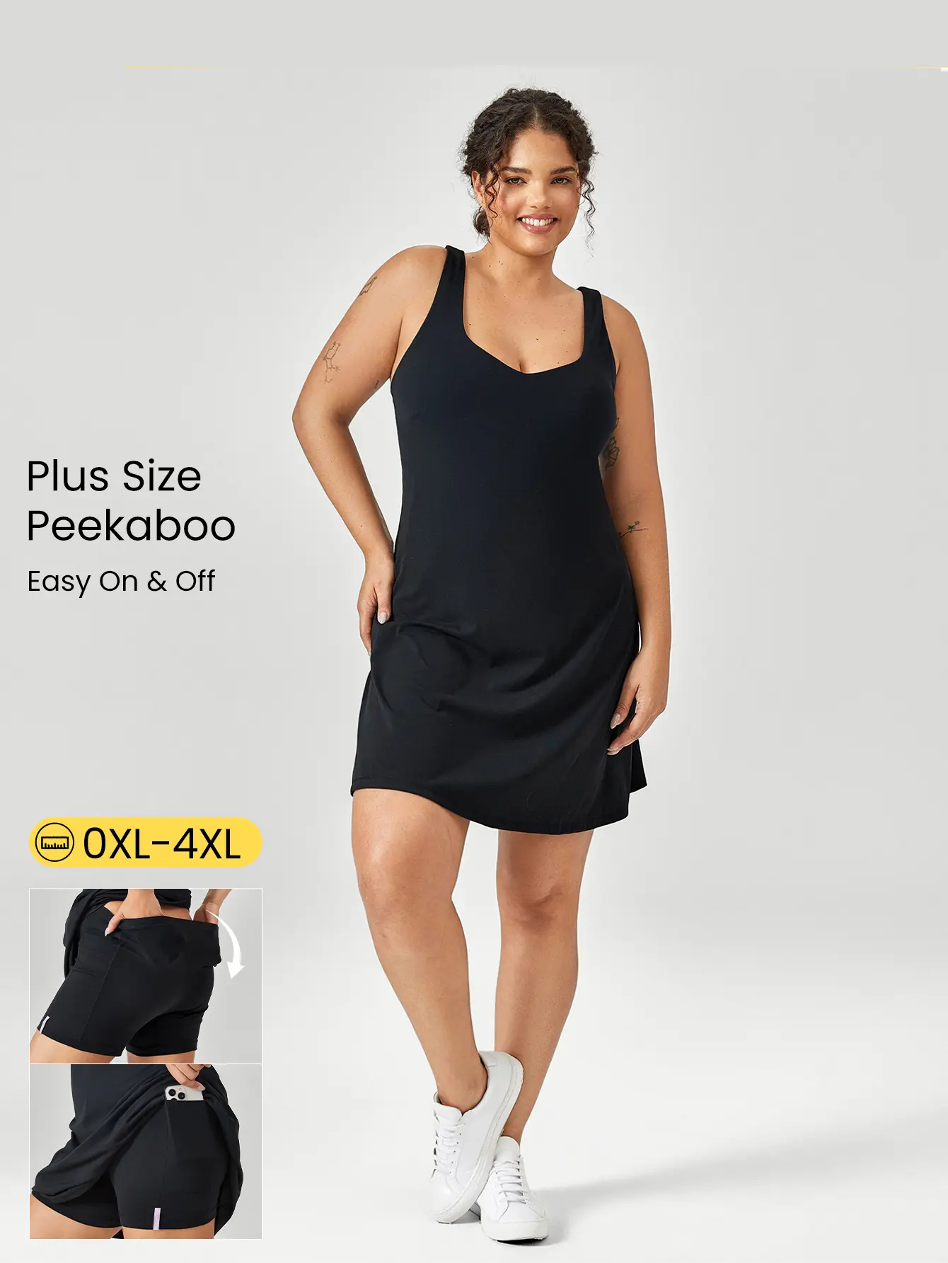 GLOWMODE FeatherFit-Air Peekaboo V-Neck U-Back Plus Dress Low Impact Yoga Daily Quick Dry Moisture Wicking GLOWMODE FeatherFit-Air Peekaboo V-Neck U-Back Plus Dress Low Impact Yoga Daily Quick Dry Moisture Wicking