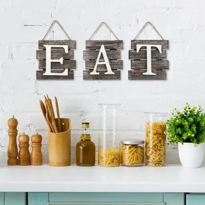Rustic Torched Wood "EAT" Wall Decor