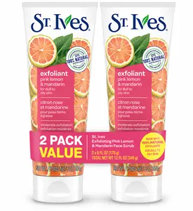 St. Ives Pink Lemon & Mandarin Face Scrub (2-Pack, 6 oz Each) – Brightening Exfoliant for Dull Skin