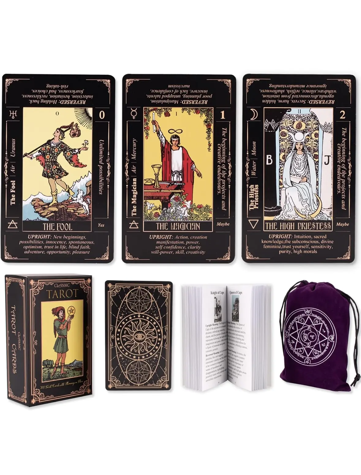 Tarot Cards for Beginners with Meanings on Them, Durable Tarot Cards with Guide Book for Beginners tarot card
