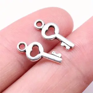 40pcs  Key Charms, Tibetan Silvery Color, Vintage Pendant for DIY Necklace Bracelet Jewelry Making