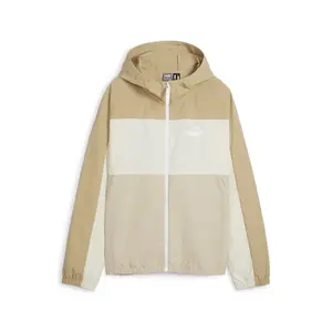 PUMA Womens Oversized Hooded Windbreaker Jacket Athletic Outerwear Casual Heat Resistant - Beige
