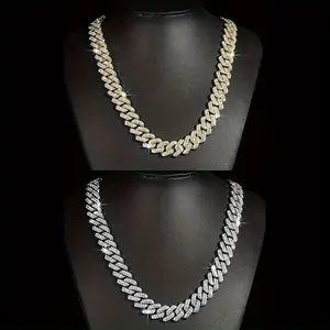 Luxury Exaggerated Hip-Hop Gold Cuban Chain Necklace - Double Braided, Full Diamond Rhinestone, Exquisite Chain Jewelry, Diamond Couture Necklaces, Accessories for Women, Men's Jewelry Costume Accessory
