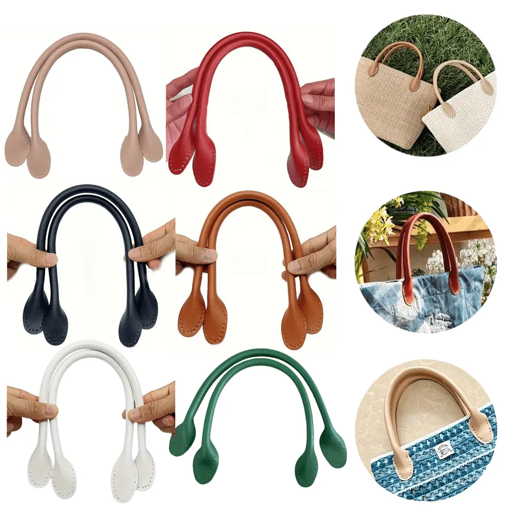 12pcs About 16.54inch Length, PU Leather Strap, Core Stitching with Oil Edge, DIY Bag Purse Handle Sewn By Hand Versatile Fashion Essential Replacement Accessories