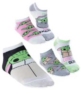 Star Wars The Mandalorian The Child Naps and Snacks No-Show Ankle Socks 5 Pair (9-11)