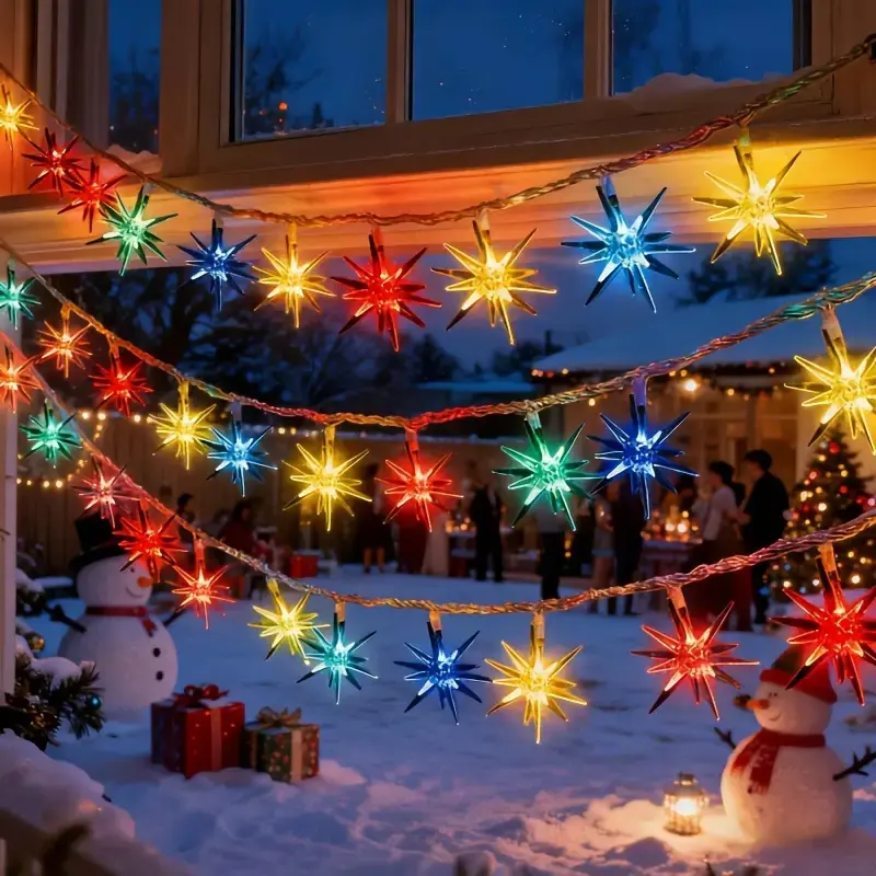 1pc Christmas String Lights, Colorful LED Explosion Star Lights, Decorative Lights, Star Pendant Design, Suitable for New Year, Christmas, Party And Gathering, Bedroom, Window, Home Decoration, Led Mood Light