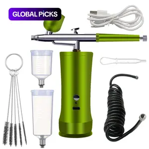 Electric Airbrush Kit with Compressor, Rechargeable Portable Cordless Air Brush Set, Handheld Airbrush Gun for Nail Art, Makeup, Painting and Cake Decor, Expert Airbrush Kit, Metal