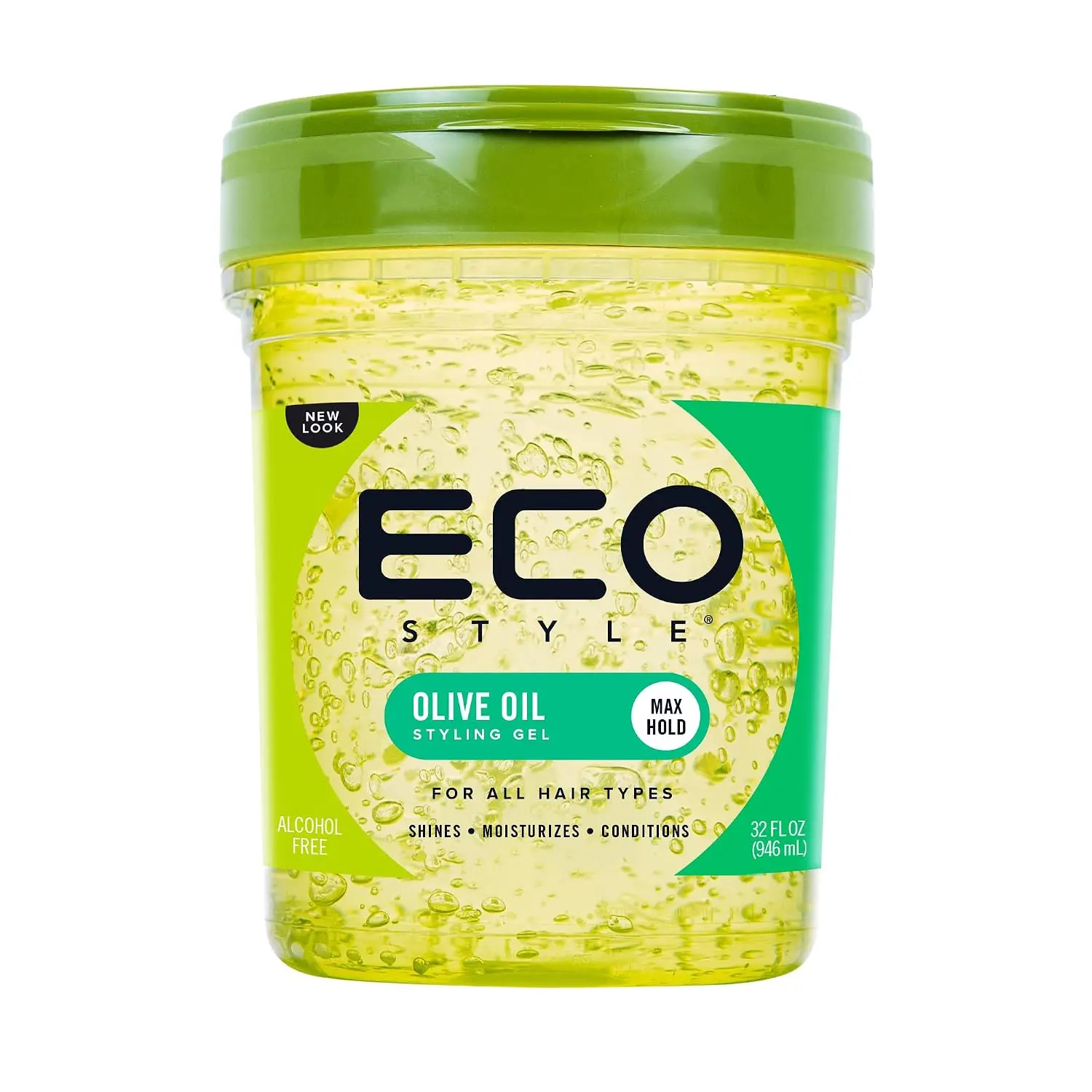 Eco Style Olive Oil Styling Gel, Max Hold, Alcohol-Free Hair Gel for All Hair Types, Moisturizes & Adds Shine, 32 oz (946 mL)
