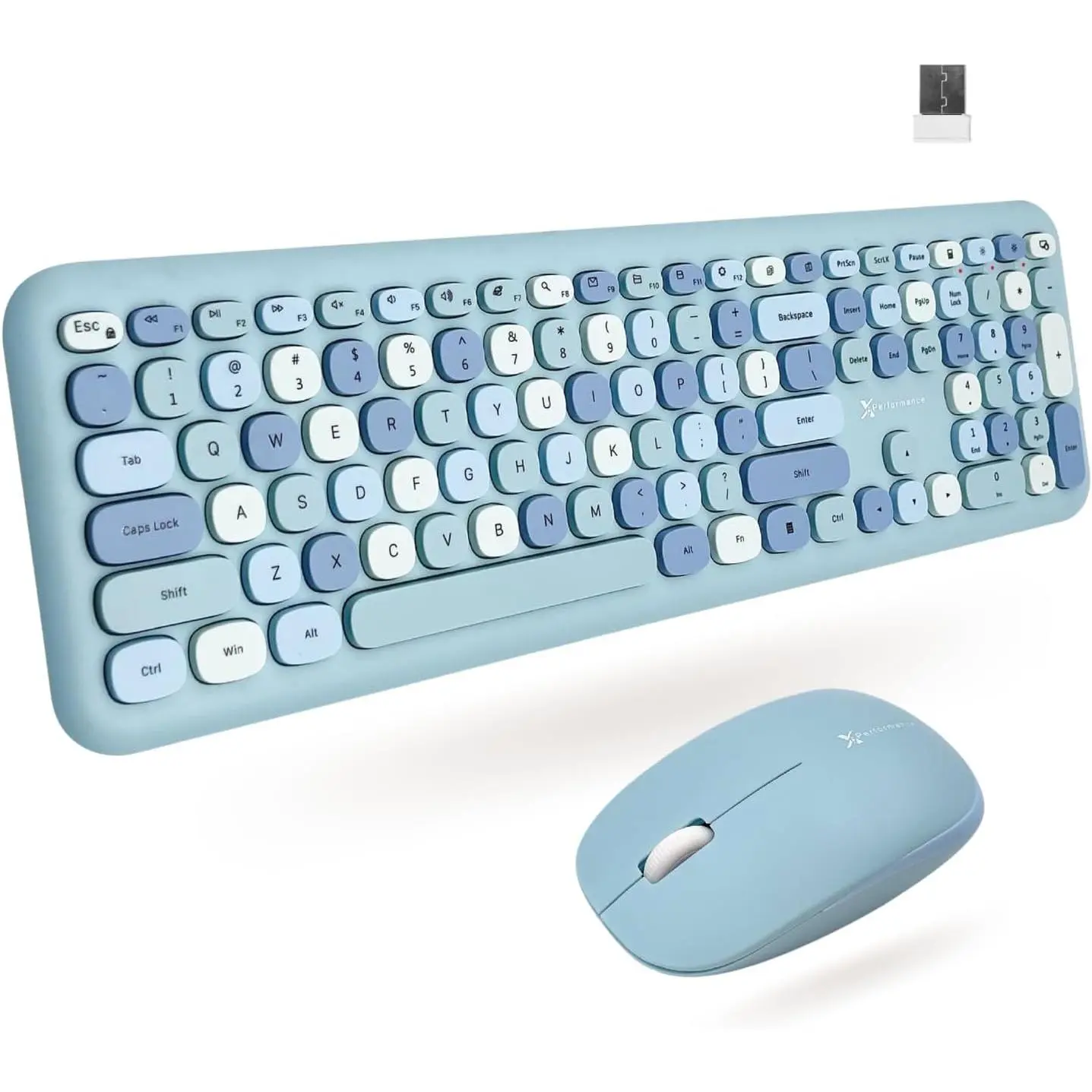 Cute Keyboard and  Combo - Transform Your Space with a Colorful Blue  Keyboard and  Retro Set (110  and 18 Shortcuts) - Aesthetic Keyboard for PC Computer, Laptop