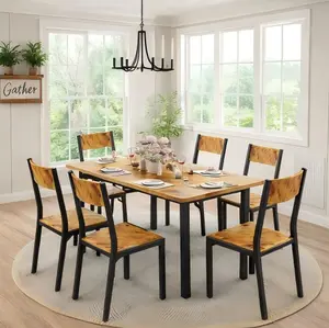 GIZOON 7-Piece Dining Table Set for 6 with Chairs Reinforced Sturdy Structure Space-Saving Design for Small Space Apartment Kitchen Dining Room dining table decor