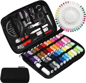 Sewing Kit with Case, 130 pcs Sewing Supplies for Home Travel and Emergency, Kids Machine, Contains 24 Spools of Thread, Mending and Sewing Needles, Scissors, Thimble, Tape Measure etc