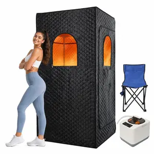 Portable Steam Sauna, Portable Sauna for Home, Sauna Tent Sauna Box with 3L Steamer, Remote Control, Folding Chair, 9 Levels, 2.9’ x 2.9’ x 5.9’