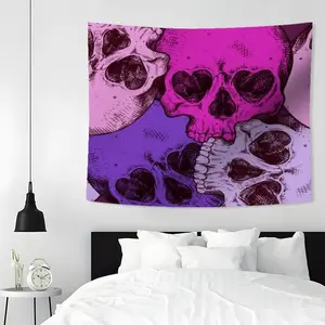 Skull Pattern Tapestry, 1 Count Aesthetic Wall Hanging Decor, Wall Hanging Tapestry for Home Bedroom Office Decor, Home Decor Accessories, Decoration