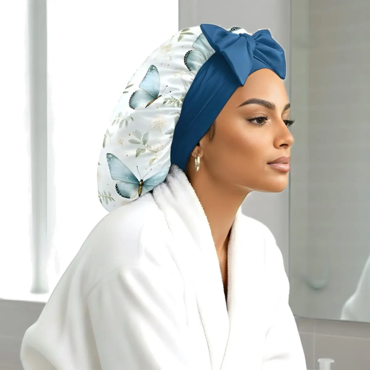 Original Stretch Tie Satin Bonnet | Floral Butterfly