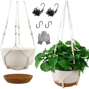 10 Inch Hanging Planters for Indoor ,Set of 2 Hanging Pots for  with Self-Watering, Outdoor Hanging  Pot with Drainage and 2 Kinds of Baskets Hangers for Home Decor and Garden