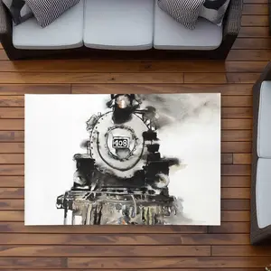 Begin Home Decor C1ROAR35OEYD4Z 3 x 5 ft. Vintage Train Industrial Outdoor Rectangle Area Rug for Home Decor