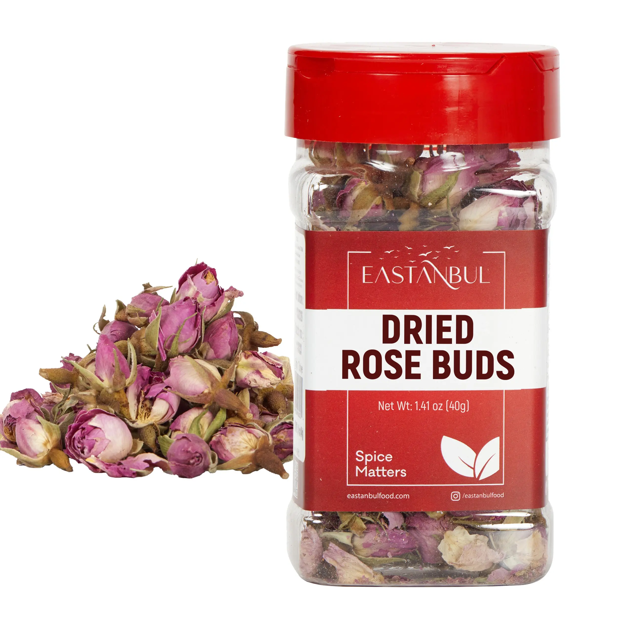 Eastanbul Dried Rose Buds, Edible Rose Buds For Desserts, Vegan, 1.4oz Bottle Flavor Spice Flower