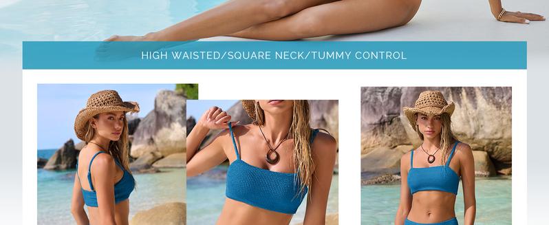 ANRABESS High Waisted Bikini Sets for Women Tummy Control 2 Piece Swimsuits Ribbed Textured Bathing Suits Beach Swimwear