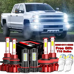 For Chevy Silverado 1500 2500 HD 2007 2008 2009 2010 2011 2012 2013 2014 2015 6000K LED Headlights + Fog Bulbs Kit Truck