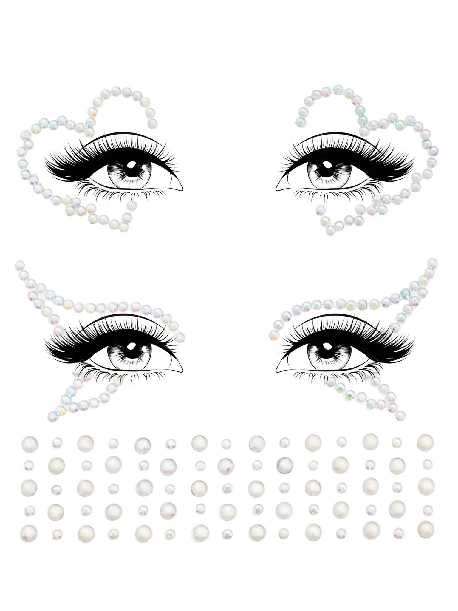 Ayla Glow in the Dark Rhinestone Face Jewels, Iridescent Glitter Sticker Temporary Tattoos for Festivals & Rave Outfits, Glitter Face Sticker Temporary Tattoos, Glow In The Dark Temporary Tattoos
