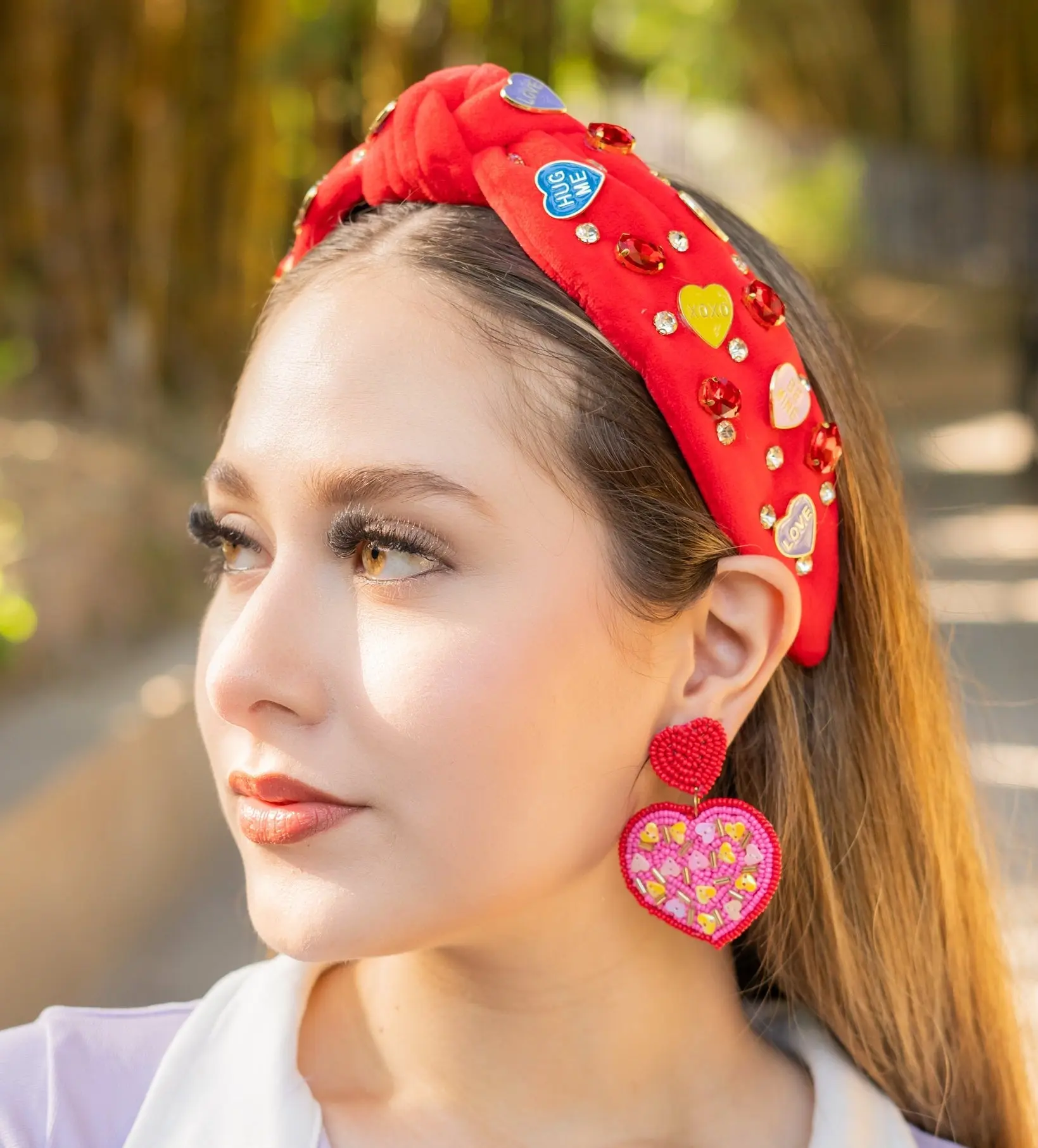 Heart Candy Velour Jeweled Knot Headband