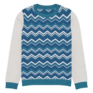 Paradise Blue Marine Chevron Knitted Crewneck Sweater
