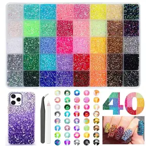 32000pcs 40-Color 3mm Jelly Rhinestones Kit, Tools & Tweezers Included, Flatback Resin Gems for DIY Crafting, Nail Art, Diamond Art, Phone Case, Makeup Supplies
