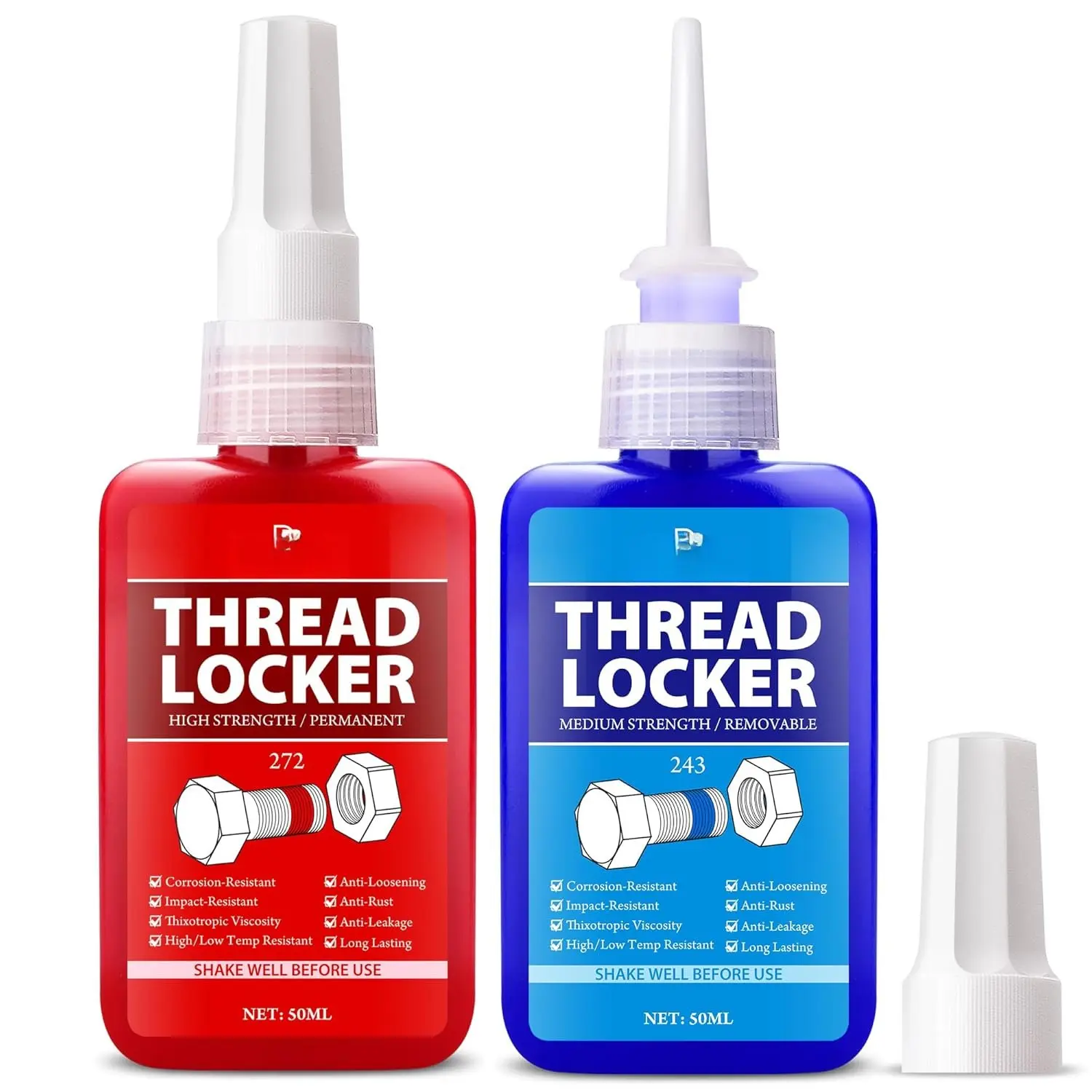 Thread Lock Kit (272 & 243) - 3.38 oz/100ml Medium &  Strength Removable Threadlocker - Secure Nuts,  & Fasteners - Prevents Loosening, Leakage &  - Anaerobic Curing Thread Locker