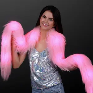 LED Scarves in Pink and Aqua - Unisex Design, Faux Fur Material, All-Season Usage