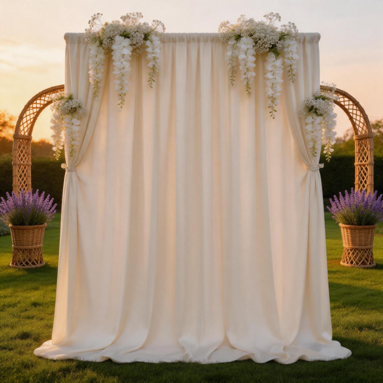 10 Pack 5x10ft Ivory Soft Flowing Backdrop Curtains, Polyester Drapes with Graceful Drape for Wedding Party, Bridal Shower, Birthday, Photography Photo Booth Background 10 Pack 5x10ft Ivory Soft Flowing Backdrop Curtains, Polyester Drapes with Graceful Drape for Wedding Party, Bridal Shower, Birthday, Photography Photo Booth Background