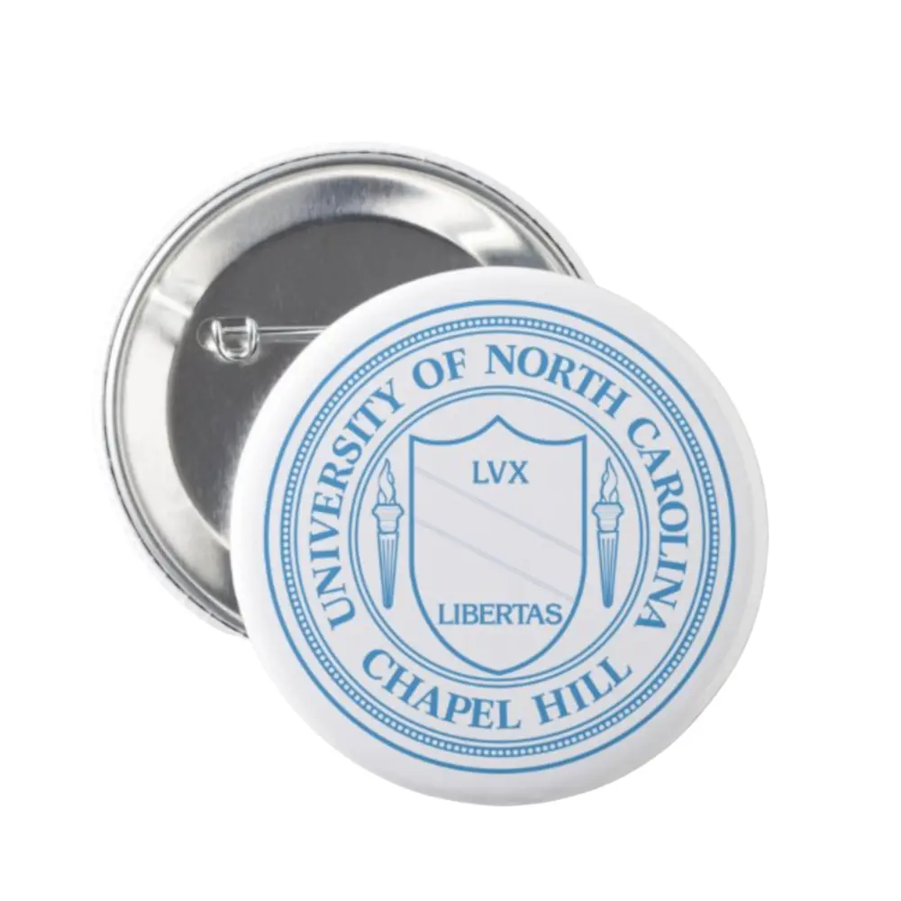 UNC Chapel Hill School Seal Logo Button Pin in Carolina Blue and White