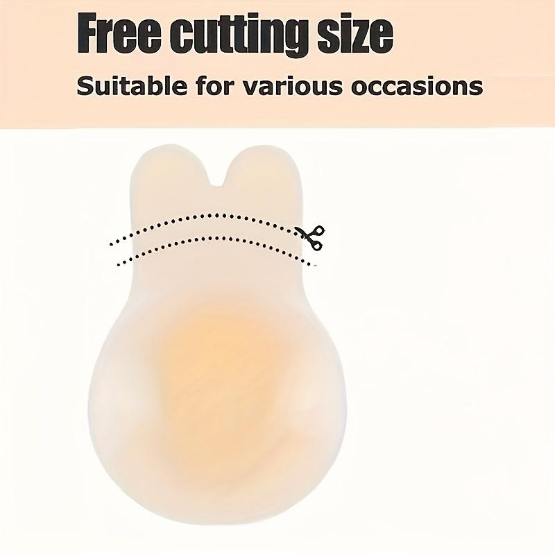 4pcs Reusable Silicone Breast Lifters - Invisible Rabbit Ear Breast Stickers, Soft Breathable Anti-Sweat Anti-Slip Push Up Nipple Covers for Strapless Dresses
