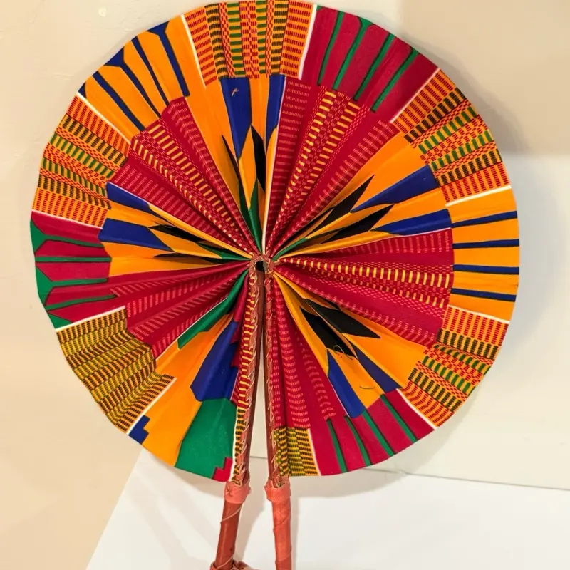 Handmade Kente-and-Ankara Print Fans