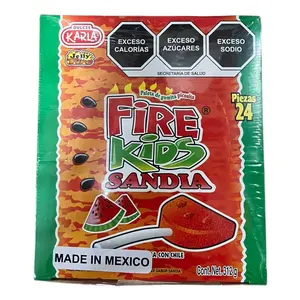 Fire Kids Sandia-Watermelon Flavor Gummy Candy Lollipops 24 Count Snack Sweet