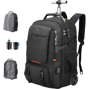 Travel Vacuum Backpack with Wheels for Women Men, 50L Rolling Vacpack Backpack with Vacuum System, Laptop Compartment, TSA Lock, Dry-Wet Pocket Luggage suitcase, Air Travel,  Trips