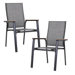 Phivilla Outdoor Stackable Dining Chairs,Lightweight Aluminum Frame with Textilene Fabric & Wider Armrest,Easy to Store,Chairs for Garden Patio Home
