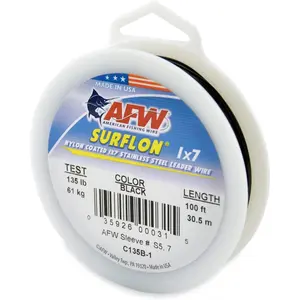 American Fishing Wire Surflon Nylon Coated 1x7 Stainless Steel Leader Wire - Fishing Leader Line for Saltwater, 10lb Test - 250lb Test in Bright, Black, Camo in 30ft, 100ft, 300ft and 1,000ft Lengths
