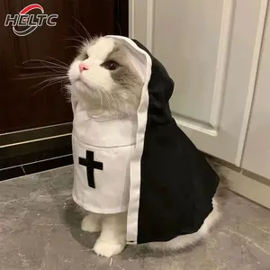 Funny Pet Cat Halloween Costumes Nun Cloak Pet Cosplay Dress Kawaii Pet Clothes Creative Pet Kitten Puppy Costumes Gifts
