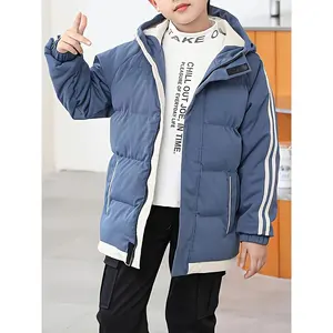 Boys' Thickened Winter Coat Older Children, Warm Hooded Jacket.