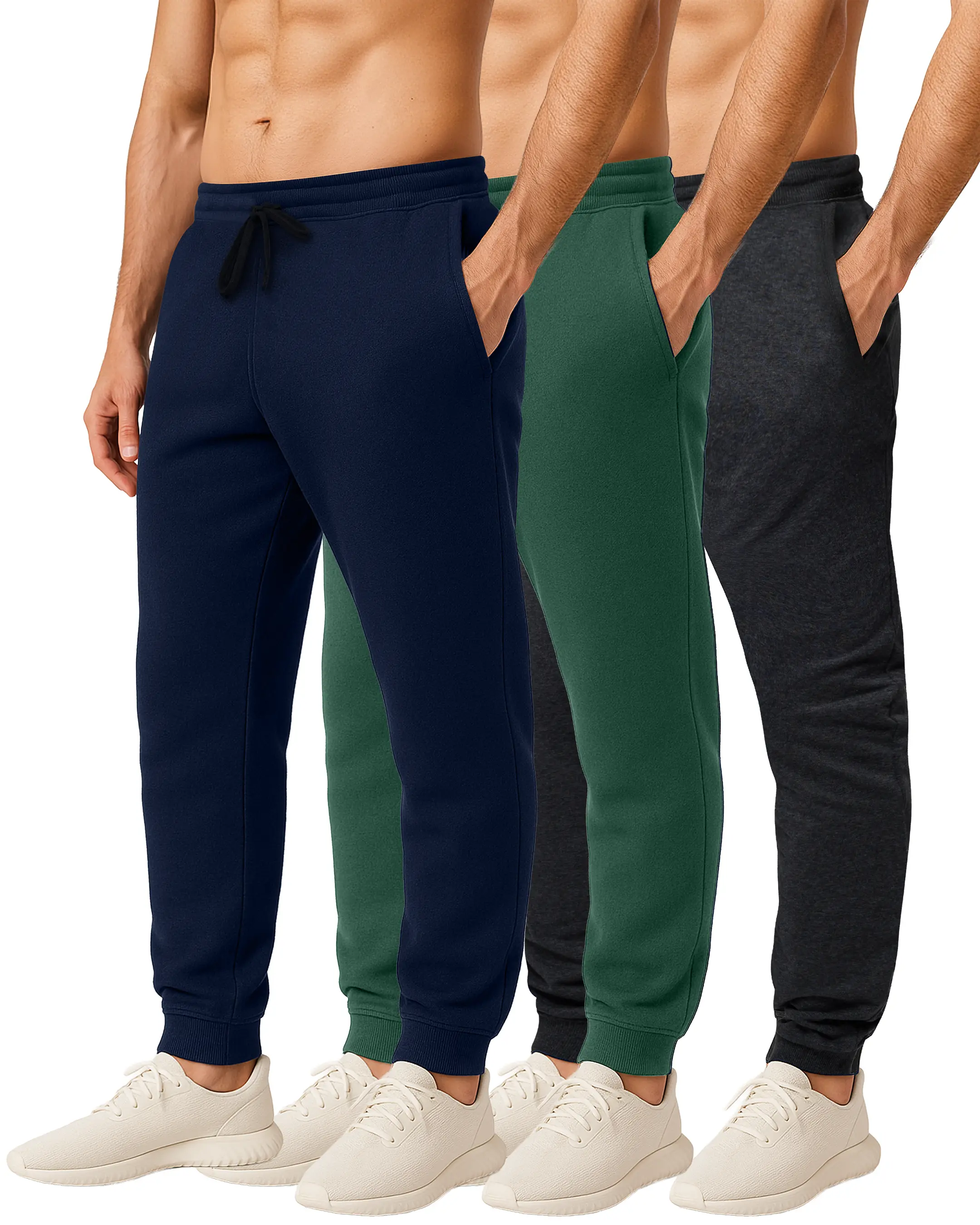 3 Pack Men's Sweatpants Cotton Fleece Joggers Workout Lounge Gym Pants 3 Pack Men's Sweatpants Cotton Fleece Joggers Workout Lounge Gym Pants