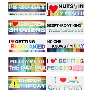10 Pcs Bumper Decals Funny Stickers Rainbow Bumper Prank Car Stickers Colorful Car Accessories for Truck Vehicle Luggage Window Refrigerator