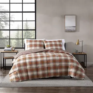 - King Comforter Set, Reversible Alt Down Bedding with Matching Shams, Breathable Home for All (Edgewood Red/Beige, King)