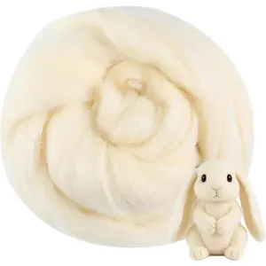 White Cream Wool Roving for Needle Felting, 3.5oz Soft Wool Batting for DIY Crafts, Needle Felting Projects and Artwork