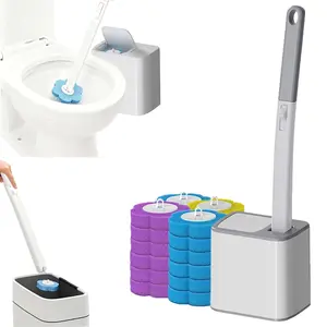 Disposable Toilet Brush, Toilet Bowl Wand Holder Set with 24PCS Cleaner Refills, Bathroom Cleaning System for Sink Bathtub Drain Wash Basin Urinal，Wall-Mount Scrubbing Toilet Brush Bathroom Cleaning Kit