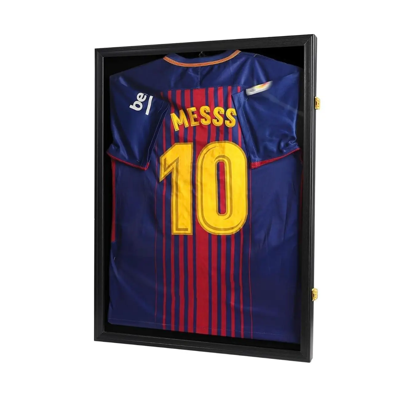 Jersey Frame Display Case Lockable UV Protection Shadow Box for Football Basketball Baseball Soccer Hockey Sports Shirt-Memorabilia Autograph Uniform Wall Mountable Black Wood(GoldLock)